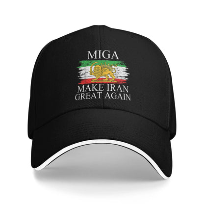 Make Iran Great Again Emblem Of Iran MIGA Gift Sun Baseball Cap Summer Unisex Trucker Hat High Quality Baseball Caps