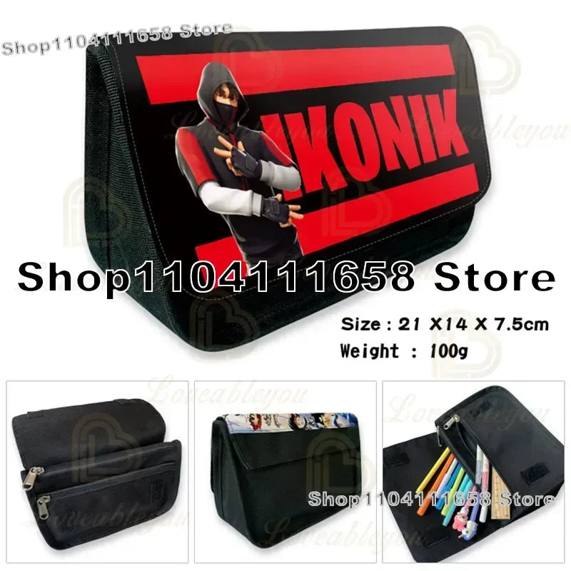 Fortnite Large Capacity Waterproof Velcro Pencil Case, Student Black Estuche Stationery School Pennenzak Supplies