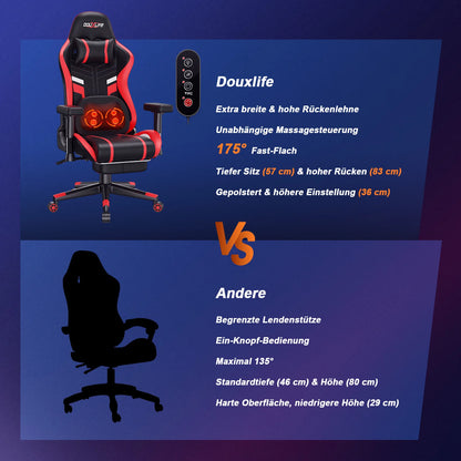 GC-RC03 Gaming Chair Ergonomic Office Chair with Kneading Massage and Heating 90°-175° Recline for Computer Gaming Home Office