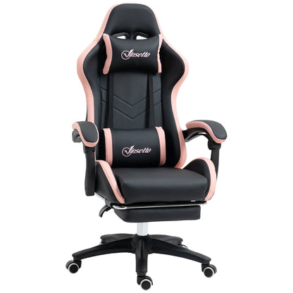 Adjustable Height Gaming Chair with Headrest, 65X65X121-129 Cm, Pink and Black