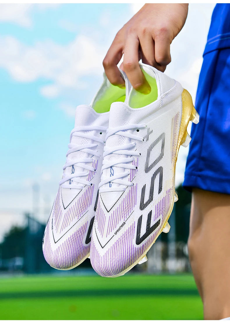 Nuove scarpe da calcio da uomo di alta qualità, tacchetti, scarpe da football, sneakers bestseller indoor per futsal, antiscivolo, da partita su erba, alte, outdoor