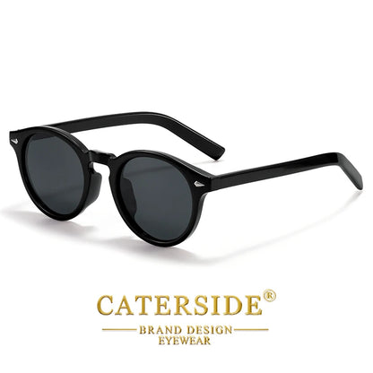 CATERSIDE Fashion Men's Polarized Sunglasses Round Tr-90 Frame TAC Lens Sun Glasses Women's Travel Outdoor Party Glasses