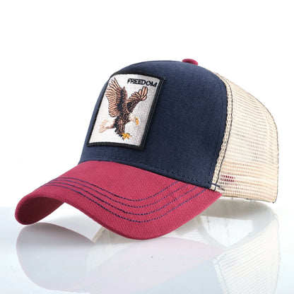 Gorras trucker de moda con parche bordado de cabra, snapback para las cuatro estaciones, gorra de béisbol para hombre y mujer con visera ajustable