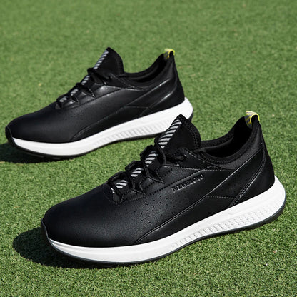 Golf Sports Shoes for Men, Waterproof High-Quality Leather Golf Competition Sports Shoes, Formal Golf Course Training Shoes for Men