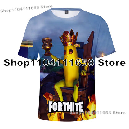 T-shirt Banana Peely da donna, bambini, F-Fortnite, maglietta da uomo con stampa 3D, Battle Royale Game, top estivi, regali di compleanno