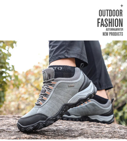 HUMTTO planinarske cipele za muškarce, luksuzne dizajnerske zimske tenisice za penjanje i trekking, kožne outdoor sportske radne muške cipele 110282A