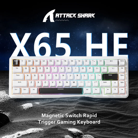 ATTACK SHARK X65 HE Magnettastatur mit Rapid Trigger, 65% kabelgebundene Gaming-Tastatur mit 8000 Hz Polling-Rate