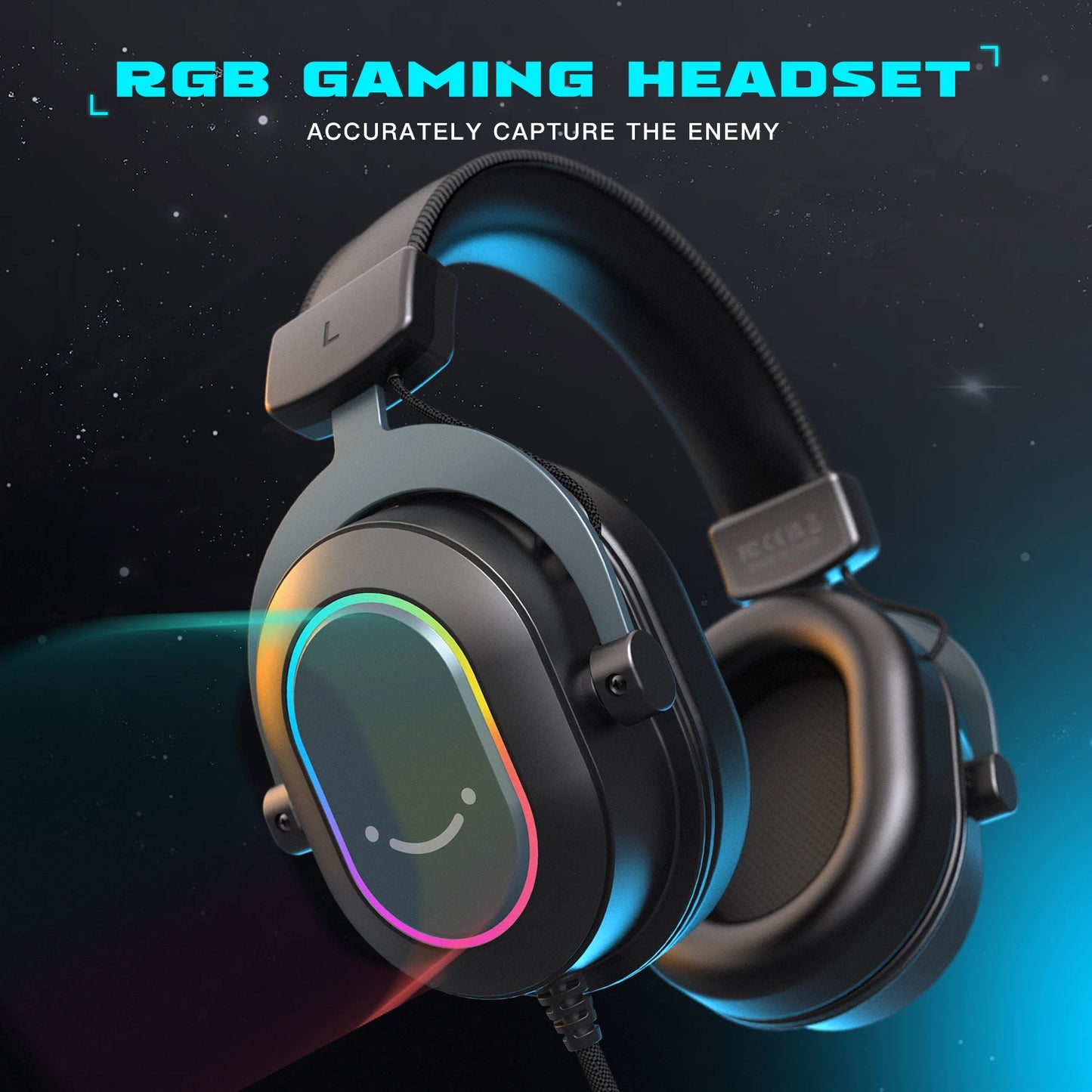 Auriculares gaming RGB FIFINE con micrófono – Auriculares USB circumaurales con cable, sonido envolvente 7.1, para PC, PS4 y PS5, con modos EQ y aislamiento de ruido