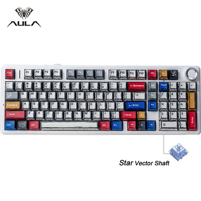 AULA F99PRO Gaming Mechanical Keyboard 99 Key Three Mode Wireless Hot Swappable Gasket Structure Custom Keyboard with Media Knob