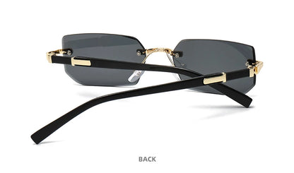 Trendy Rimless Sunglasses for Men Women Fashion Frameless Rectangle Sun Glasses Retro Shades Summer Traveling Eyewear UV400