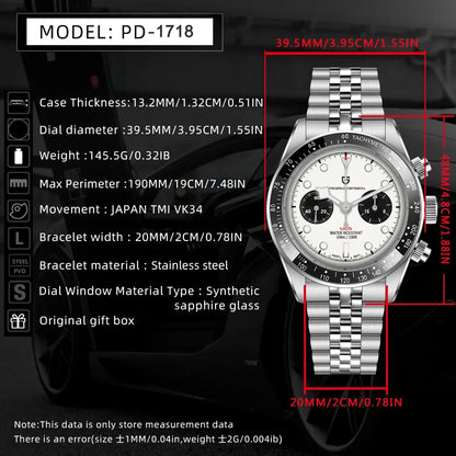PAGANI DESIGN New Panda Men's Watches Top Luxury Quartz Wristwatches Chronograph Watch Man 2026 Gift AR Sapphire Ceramic Bezel