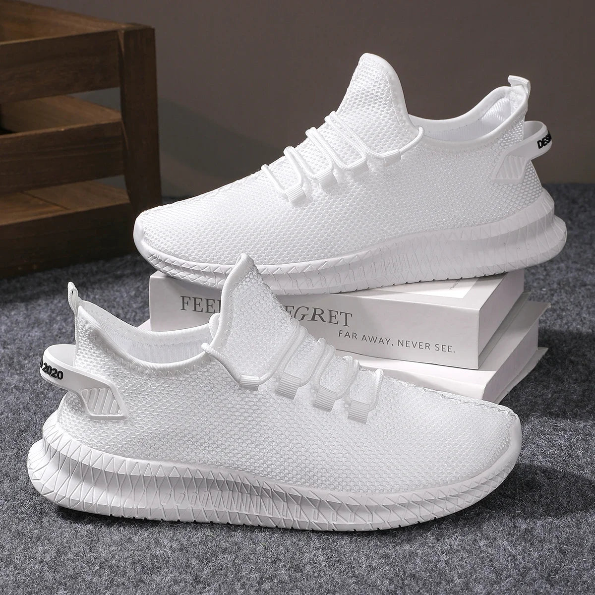 Antislip casual herensneakers, ademend, voor buiten, joggen, training, wandelen, sport, hardlopen, outdoor, geweven, gebreid, veterschoenen