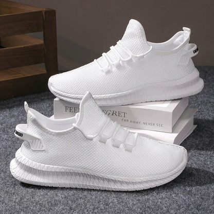 Antislip casual herensneakers, ademend, voor buiten, joggen, training, wandelen, sport, hardlopen, outdoor, geweven, gebreid, veterschoenen