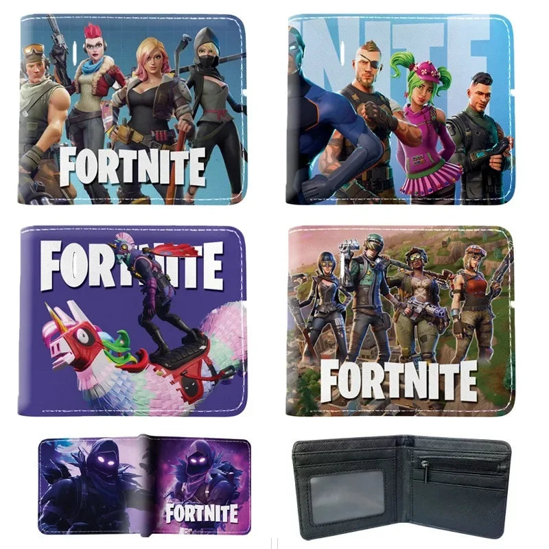 Fortnite Wallets for Kids Anime Fortnite Wallet Cartoon Card Holder Bag Leather Short Purse Fashion Folded Purses Boys Gift