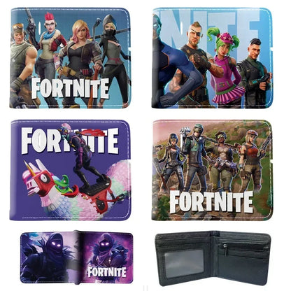 Fortnite Wallets for Kids Anime Fortnite Wallet Cartoon Card Holder Bag Leather Short Purse Fashion Folded Purses Boys Gift