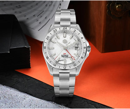San Martin 39mm Aventurine Gemstone Dial Luxury Men's Watch NH34 GMT Automatic Mechanical Sapphire Waterproof Luminous SN0129