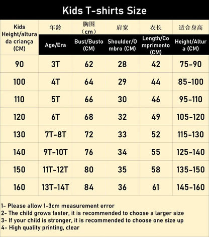 Cartoon Anime 7 Dragon Ball T-shirt for Children and Boys Cartoon T-shirt Short Sleeved Summer Men's Top Short Sleeved T-shirt, guide des tailles