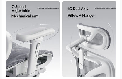 Silla de oficina de malla ergonómica con soporte lumbar ajustable, giratoria y reclinable, con reposacabezas y ruedas, para home office, oficina y gaming