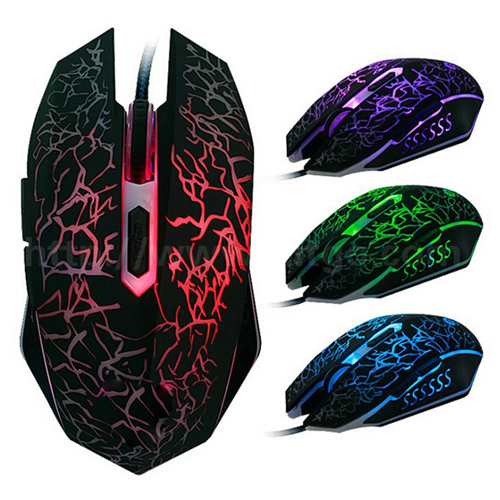 Mouse da gaming cablato USB 2400 DPI con retroilluminazione LED, mouse professionale per gamer, ergonomico, per PC, laptop e MacBook
