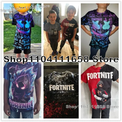 Summer T-shirt Raven Ultima Knight Fortnite T-Shirt, 3D Print Banana Peely Men’s Tee, Battle Royale Game Tops, Birthday Gifts