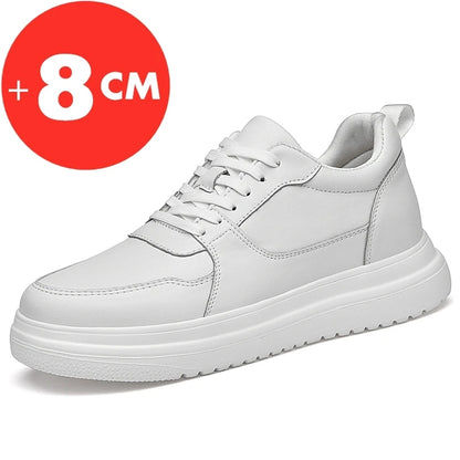 Big Size Lift Men Sneakers Elevator Shoes Heightening Height Increase Insole 7-8CM High Heels Shoes Genuine Leather Sport Shoes