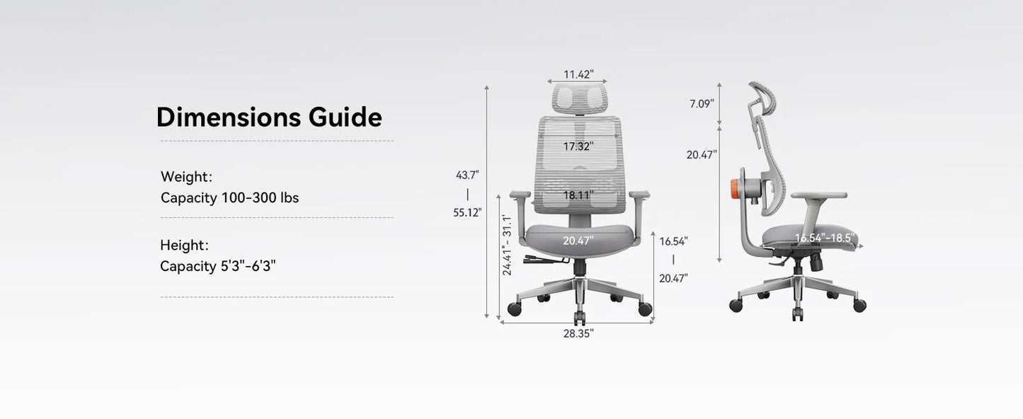 NEWTRAL MAGICH003 Ergonomic Office Chair, Auto-Following Backrest, Adaptive Lower Lumbar Support, Adjustable Headrest Seat Depth