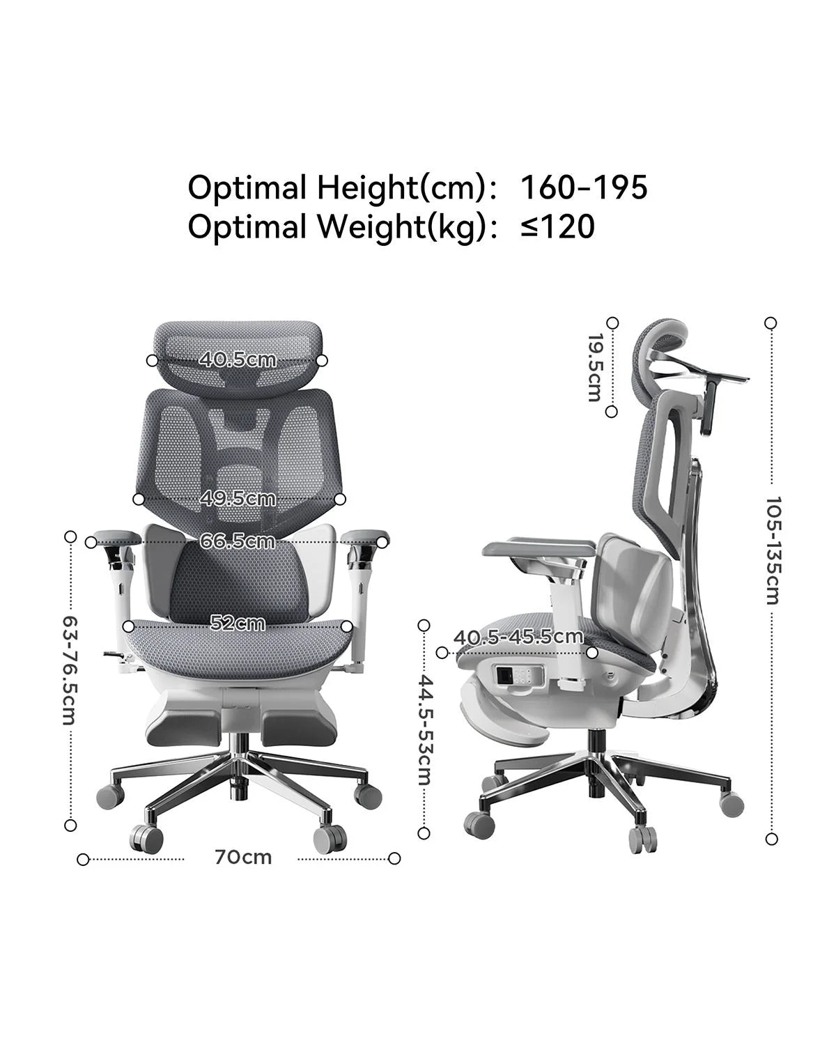 Smart Ergonomic Office Chair Fully Automated Lumbar Tracking 4D Headrest 720° Adjustable Armrests Mesh Swivel Chair Stylish