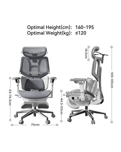 Smart Ergonomic Office Chair Fully Automated Lumbar Tracking 4D Headrest 720° Adjustable Armrests Mesh Swivel Chair Stylish