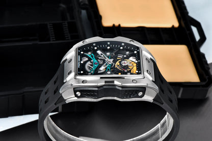 Novo Relógio de Pulso Masculino PAGANI DESIGN PDYS018 Automático Mecânico, Fashion Casual Skeleton, Safira e Aço Inoxidável