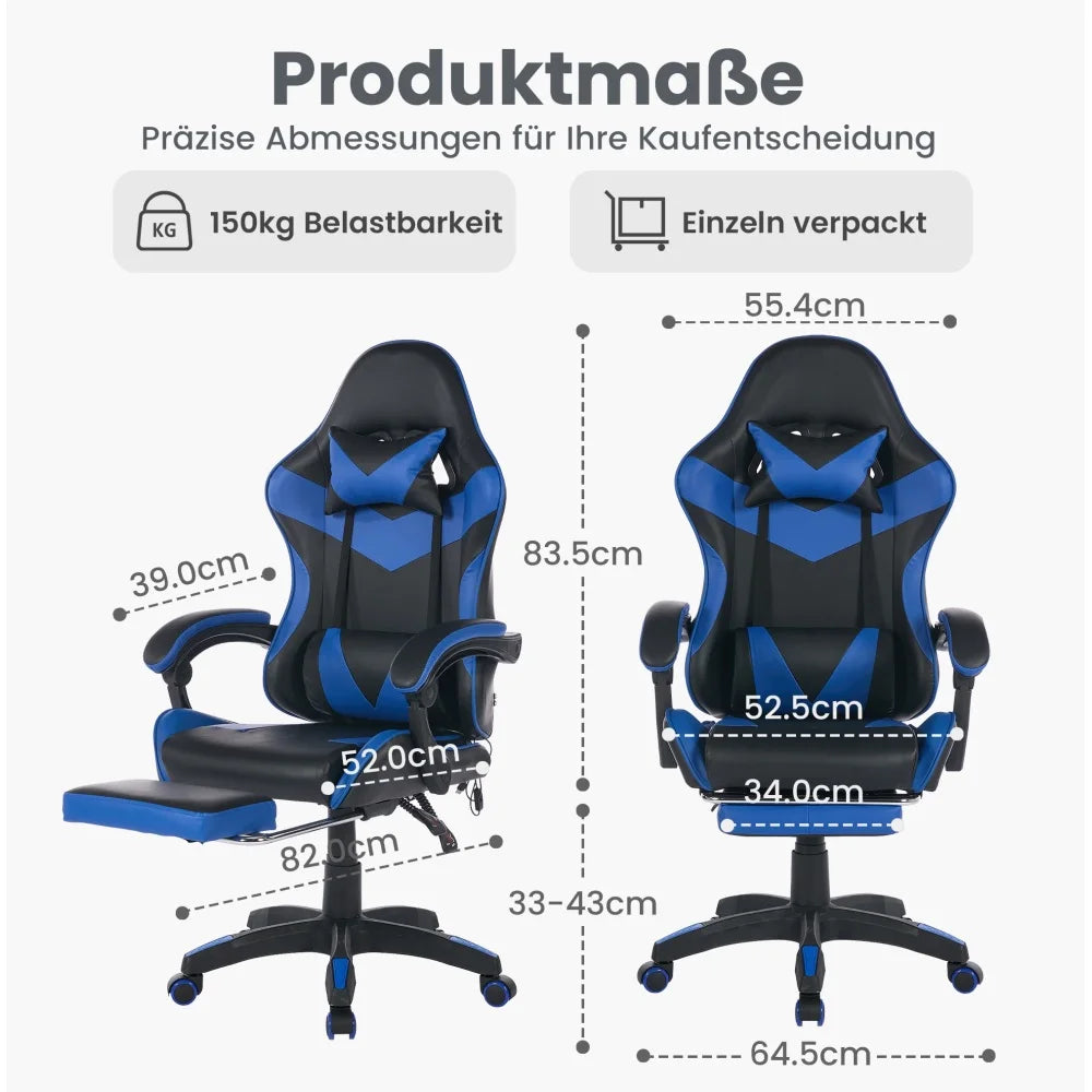 Ergonomic Gaming Chair 360° Reclining Office Chair with Footrest, Adjustable Height Racing Chair with Lumbar Support and Headrest