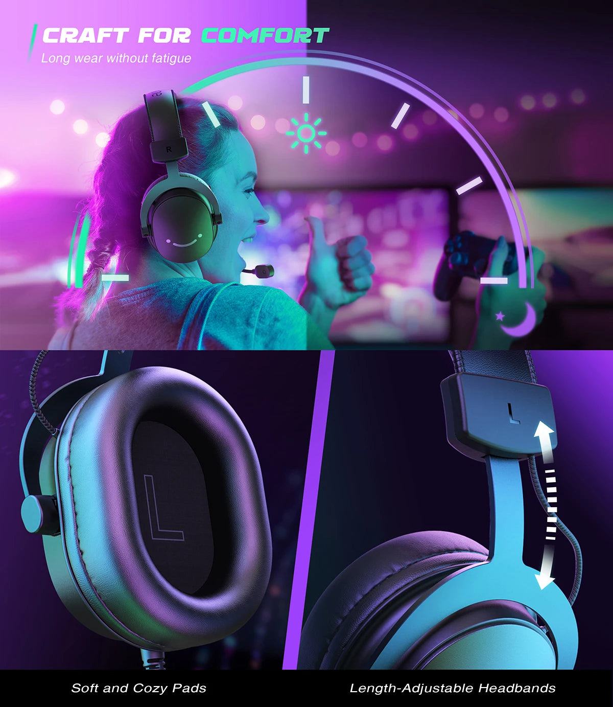 FIFINE Headset, 3.5 mm jack & USB Headphone with 7.1 Surround Sound/volume control/Mute switch for PC/MAC/PS4/PS5 Mixer-H9