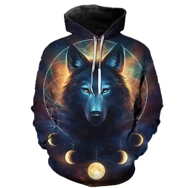 2023 Herbstmode Neu Lover Wolf Herren-Hoodie mit 3D-Muster, lockerer Herbst-Sweatshirt-Streetwear-Style, Fun-Brand