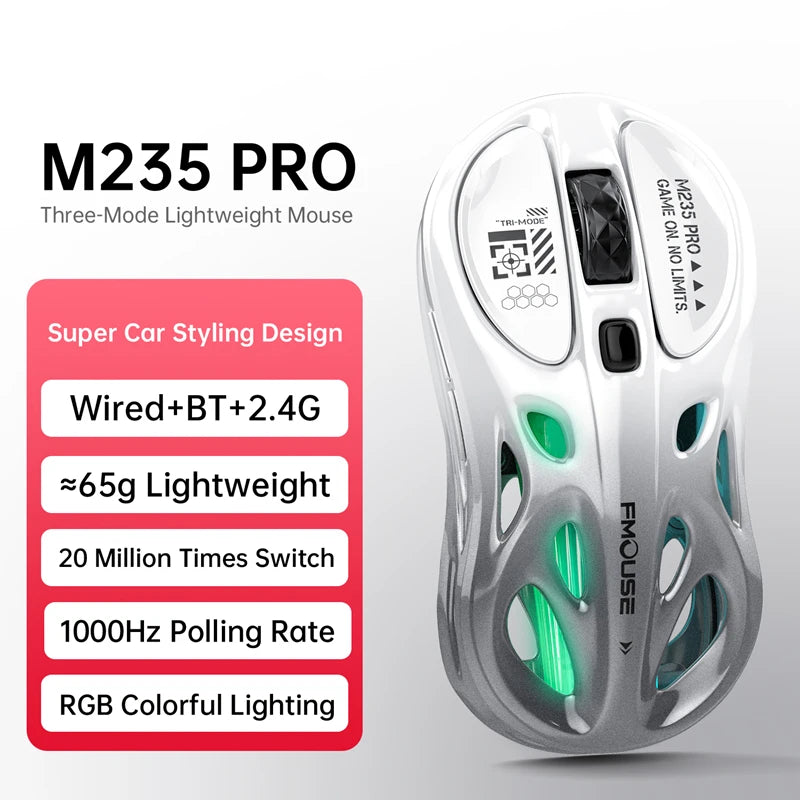 Kabellose 2.4G Tri-Mode RGB Gaming-Maus mit leichtem Hohl-Design, Chroma-Beleuchtung, kabelgebunden, Bluetooth, E-Sports-Maus-Controller