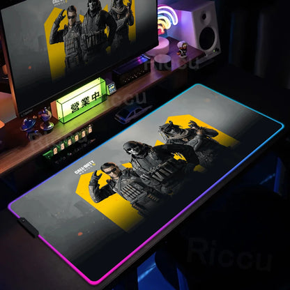 Gaming Call of Duty RGB Mouse Pad Office Large Size PC LED Glowing Keyboard Natural Rubber Anti-Slip Mice Mats Lock Edge Thicken