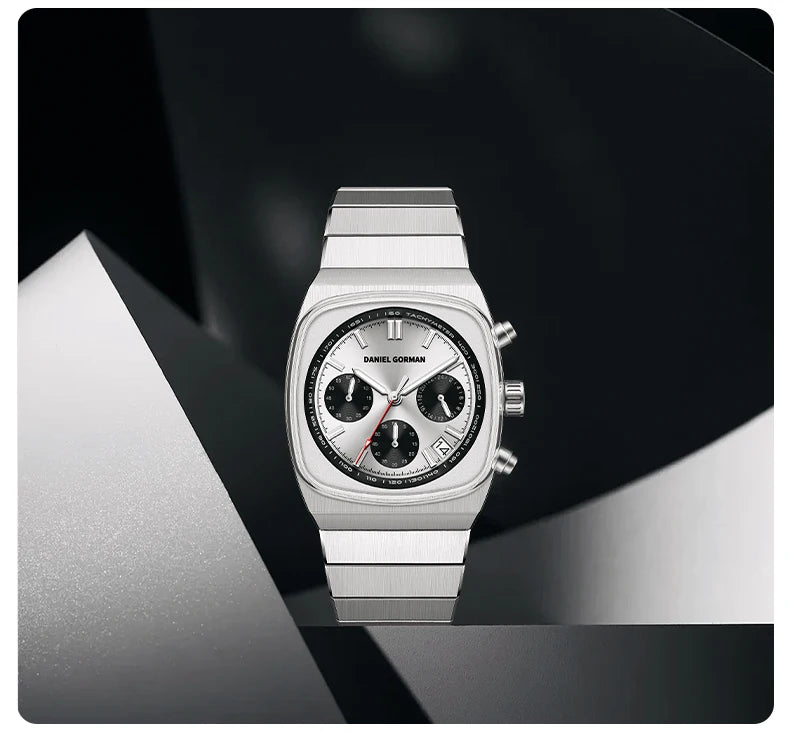DG9008 Men's Watch, Original Fashion Brand Quartz Waterproof Luminous Watch with Three Small Dials and Moon Phase