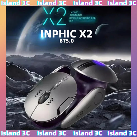 Mouse wireless Bluetooth Inphic X2 tri-mode din metal, silențios, reîncărcabil, cu iluminare de fundal e-sports, pentru gaming pe PC și laptopuri – accesoriu cadou