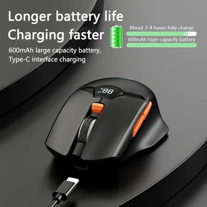 Bezdrôtová herná myš Warvank SX01 so smart displejom, 6-stupňovým nastavením DPI, 600mAh nabíjateľná tichá kancelárska Bluetooth myš