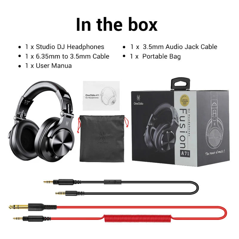 Cuffie OneOdio A71 cablate over-ear HiFi Studio DJ con microfono – Headset gaming professionale per monitoraggio con bassi profondi