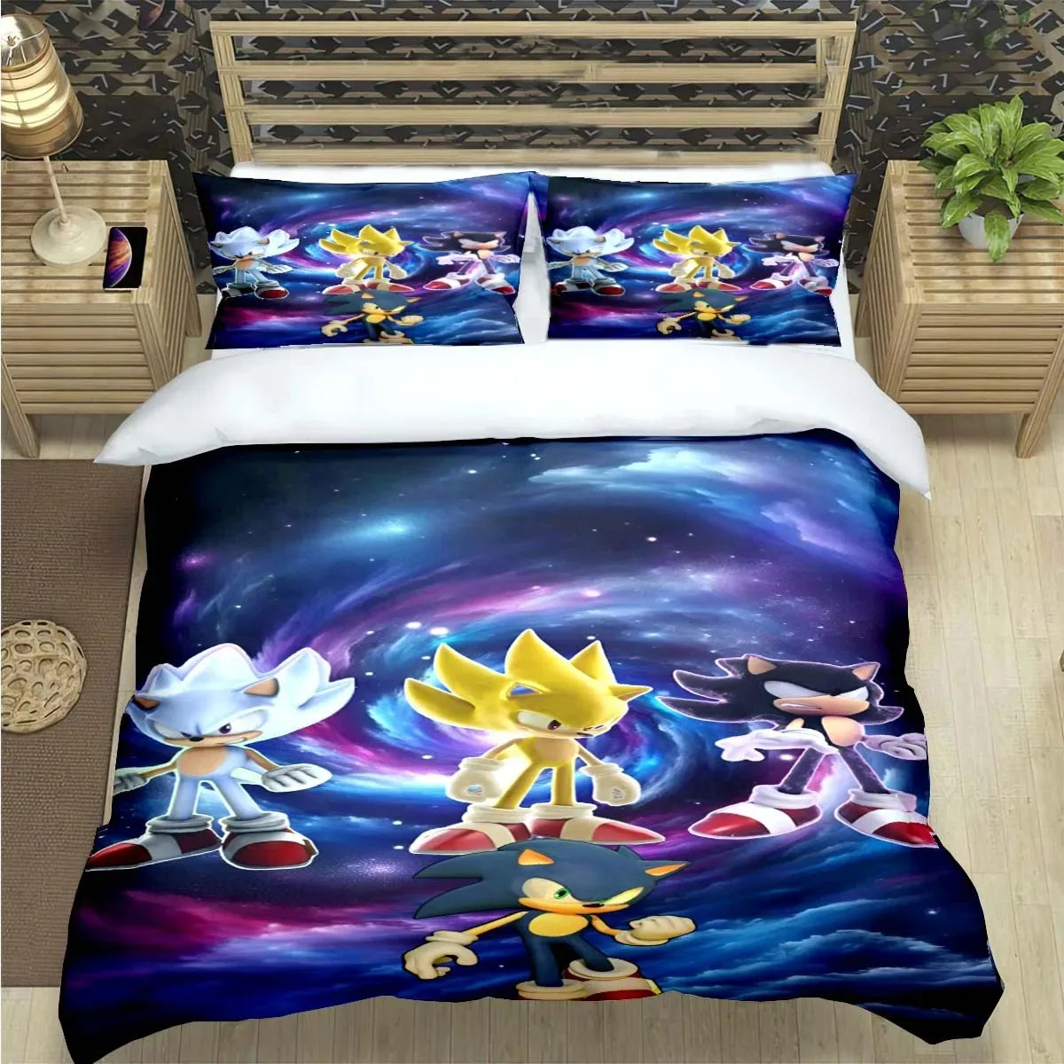 Fashion Cartoon Role Characters Print Bedding Set Sonic Duvet Cover Comforter Bed Youth Kids Girl Boys Luxury Birthday Gift