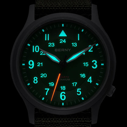 BERNY Titanium Watches for Men Super Luminous Sapphire Field Men's Watch Outdoor Quartz Wristwatch Lightweight 5ATM