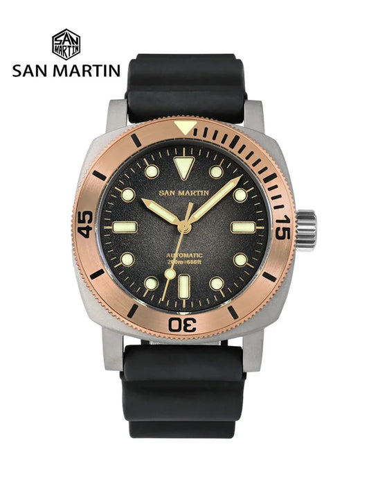 San Martin 42mm Retro Titanium Diver Watch NH35 Automatic Men Mechanical Watches Bronze Bezel Sapphire Luminous Waterproof 200m
