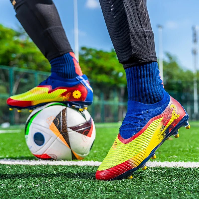 Nouveaux hommes bottes de Football adulte antidérapant Sport de plein air entraînement crampons chaussures de Football garçons longues pointes respirant Match confortable