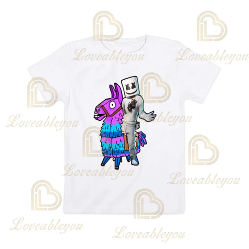 T-shirt Cartoon Fortnite para Rapazes e Raparigas, Battle Royale 3D, 3 a 14 Anos, Victory Royale, Top de Jogo para Criança e Roupa Teen