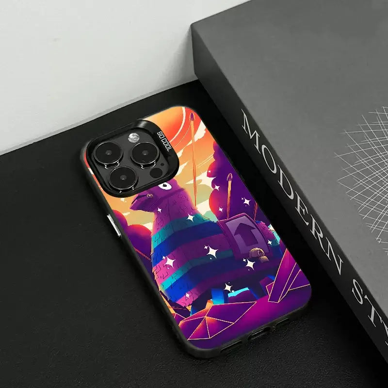 1pc Game F-Fortnite Phone Case IMD Color Silver Shell For iPhone 16, 15, 14, 13, 12, 11 Pro Max Plus