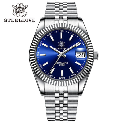 STEELDIVE Turquoise SD1933 Water Ghost Watch 200m Waterproof Sapphire Date NH35 Automatic Mechanical Watch with Bracelet