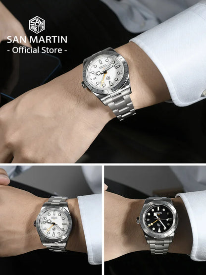 Relógio mecânico automático San Martin New 39mm NH34 BB GMT, relógio desportivo, safira, luminoso, impermeável 100m, para homem, Relogio SN0054