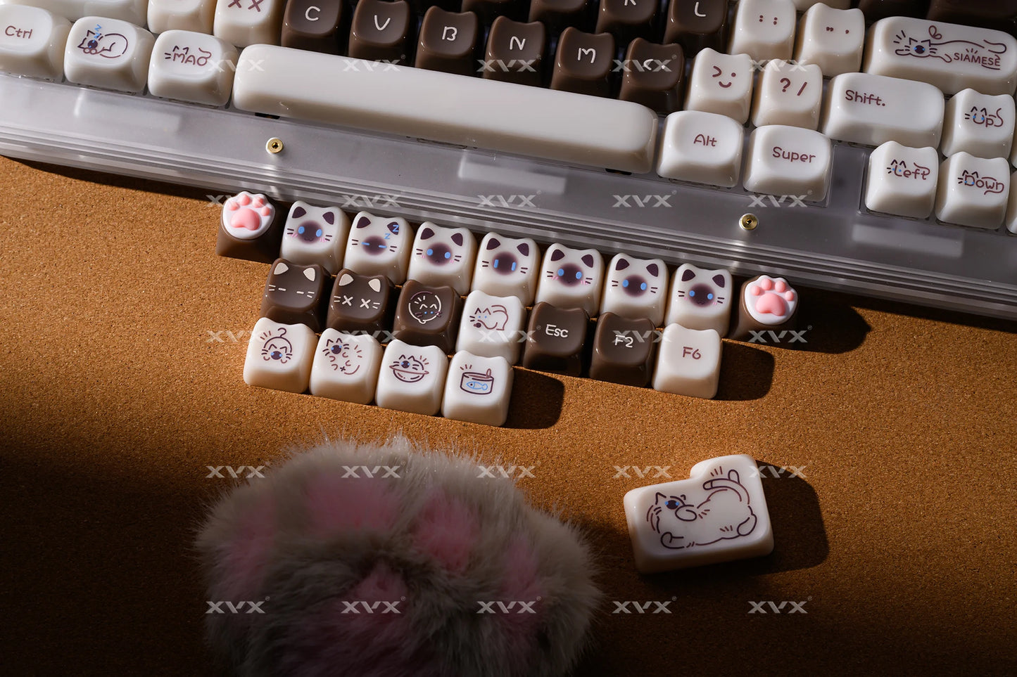 XVX 148 Keys Cat Theme Keycaps MAO Profile Key Cap Korean Glossy Cute Keycap for Keyboard 61 64 68 78 87 96 98 104 108