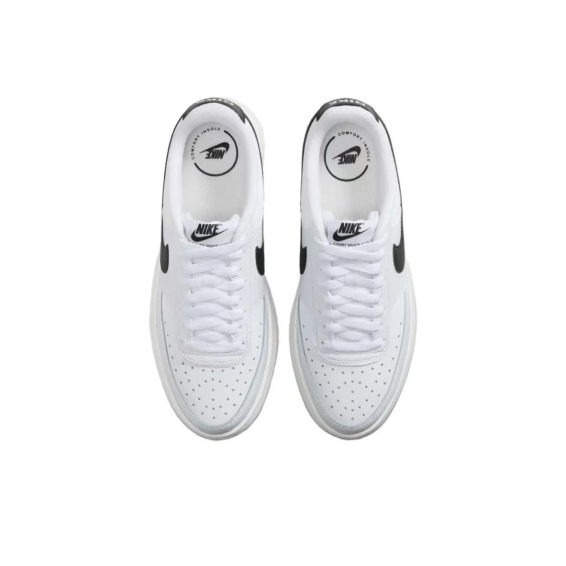 Zapatillas de baloncesto de caña baja para mujer Nike Court Vision Alta: suaves y cómodas, resistentes, en blanco y negro, DZ5394-107