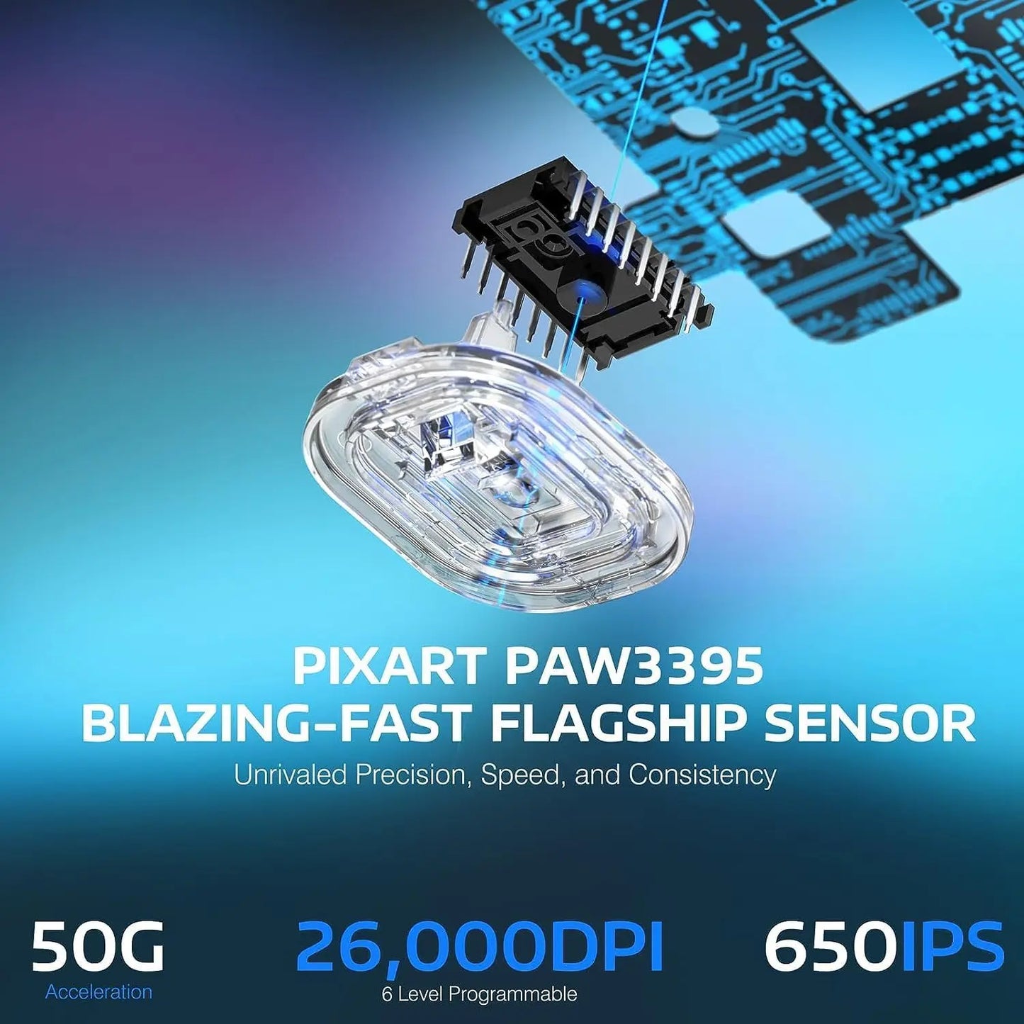 ATTACK SHARK X3 leichte kabellose Gaming-Maus, 49g Tri-Mode, PAW3395 26K DPI Sensor, 200h Akkulaufzeit, 5 programmierbare Tasten
