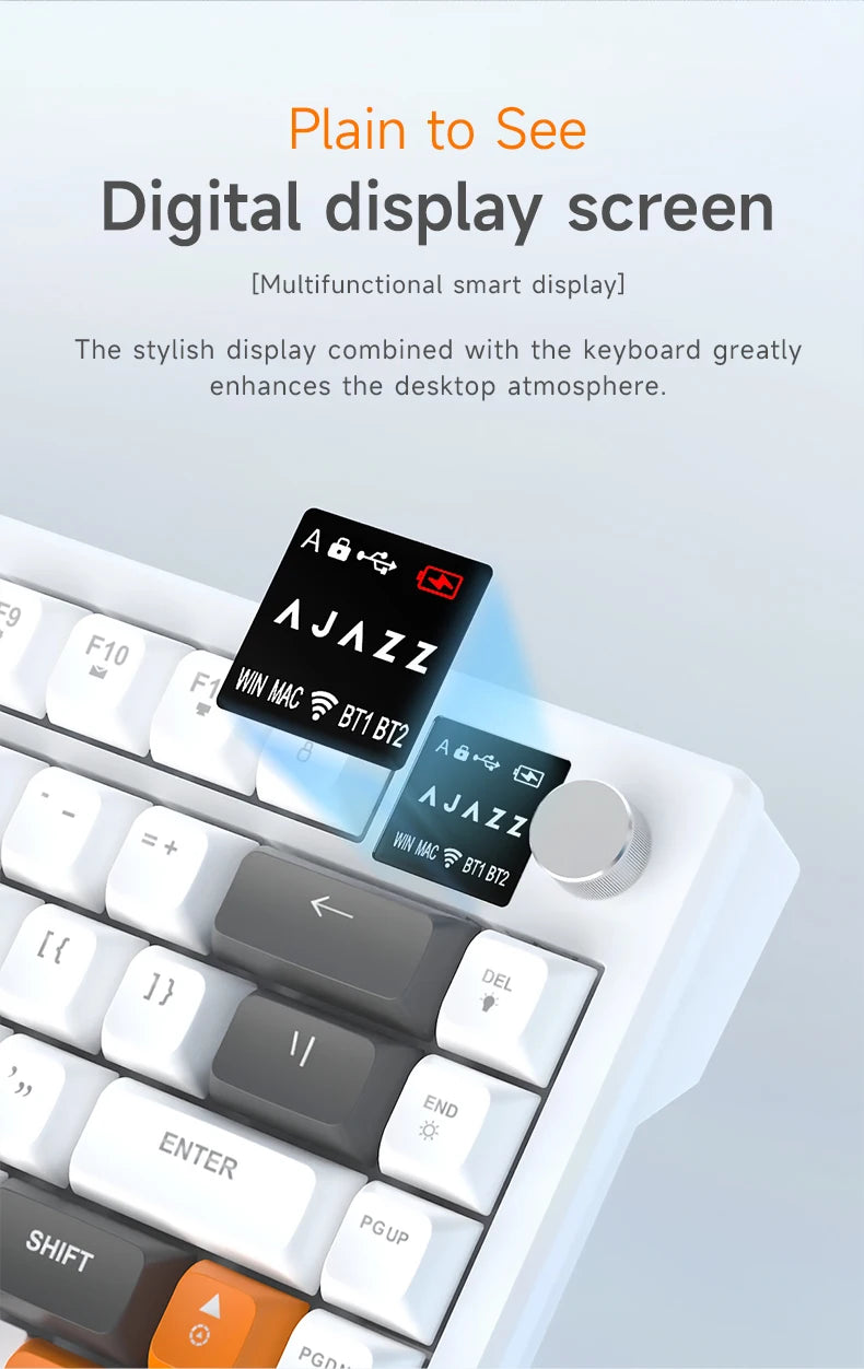 AJAZZ AF82 Office Low Profile Tastatur RGB kabelgebundene/kabellose Gaming-Tastatur 75% Layout 82 Tasten 4000mAh Akku für Win/Mac